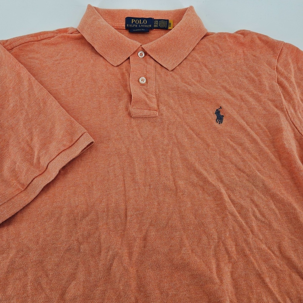 Polo Ralph Lauren Shirt XXL Men Classic Fit Orange Short Sleeve Pique‎ Polo New
